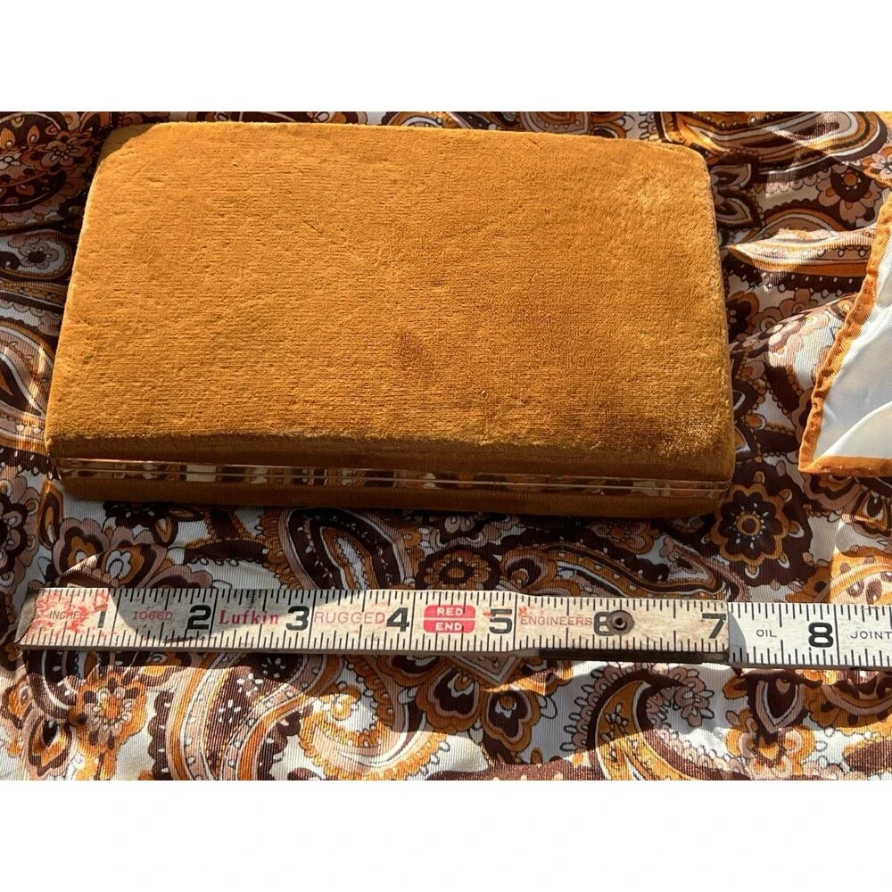 Gold and Beige Velvet Jewelry Organizer Box